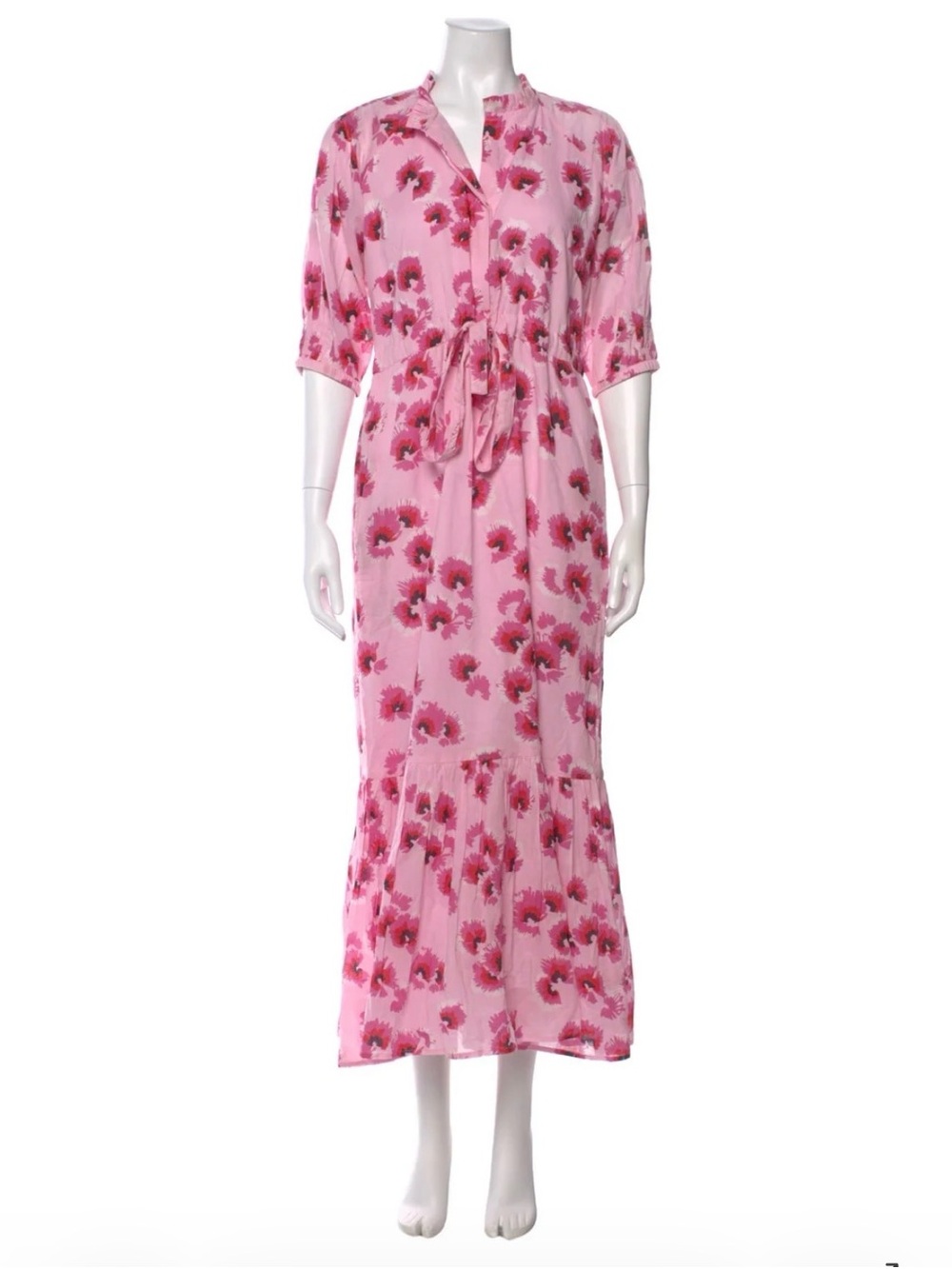 Banjanan Pink Floral Drawstring Maxi Dress
